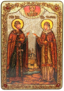 Большая икона Петр и Февронья