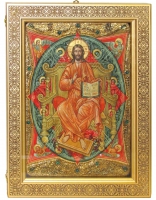 Живописная икона Спас в Силах в березовом киоте